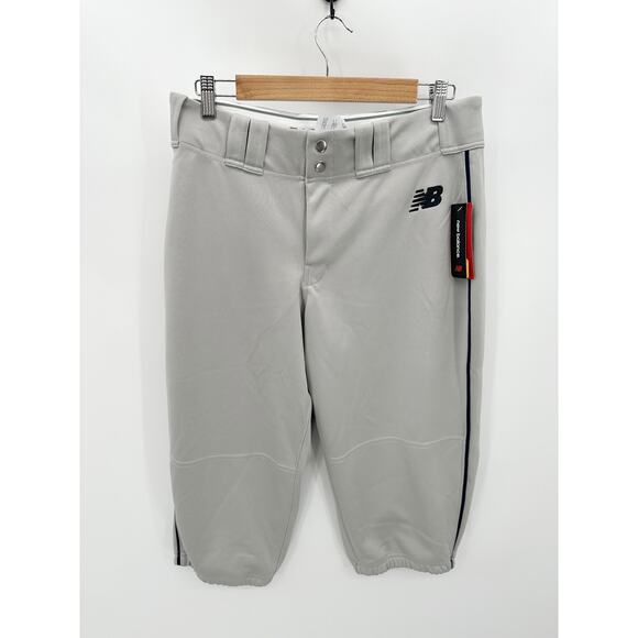New Balance Pants Men MEDIUM NWT Grey Adversary Baseball Piped Knicker Athletic - Picture 1 of 7